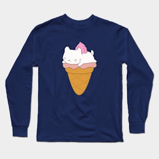 Kawaii Kitten Cat Ice Cream Cone T-Shirt Long Sleeve T-Shirt